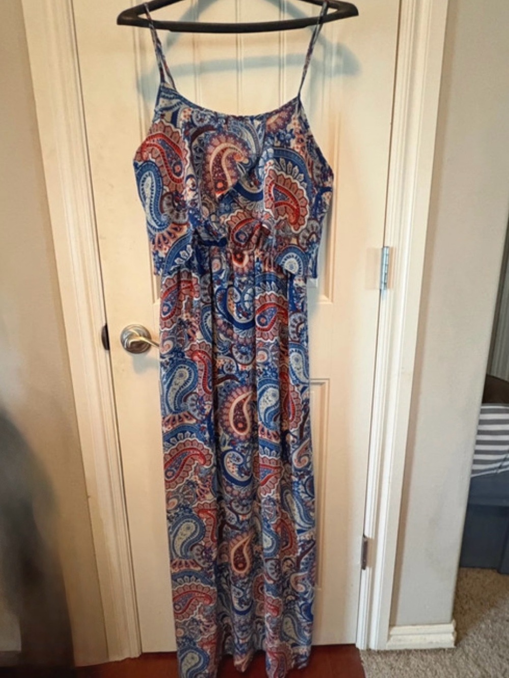 Xhilaration Navy Dress with Paisley Trim